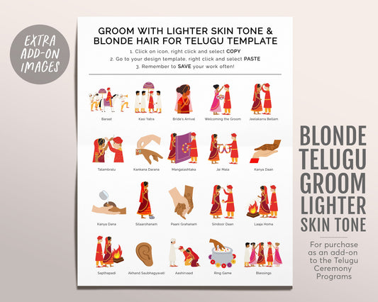Blonde Telugu Groom With Lighter Skin Tone, Add-On Listing For The Telugu Ceremony Program