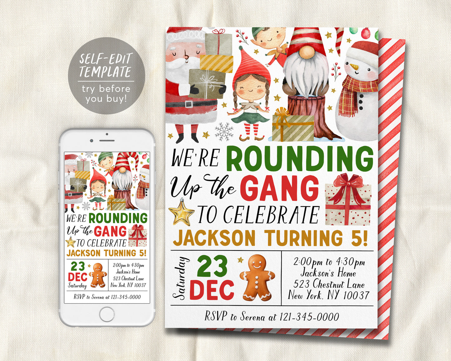We're Rounding Up The Gang Birthday Invitation Editable Template