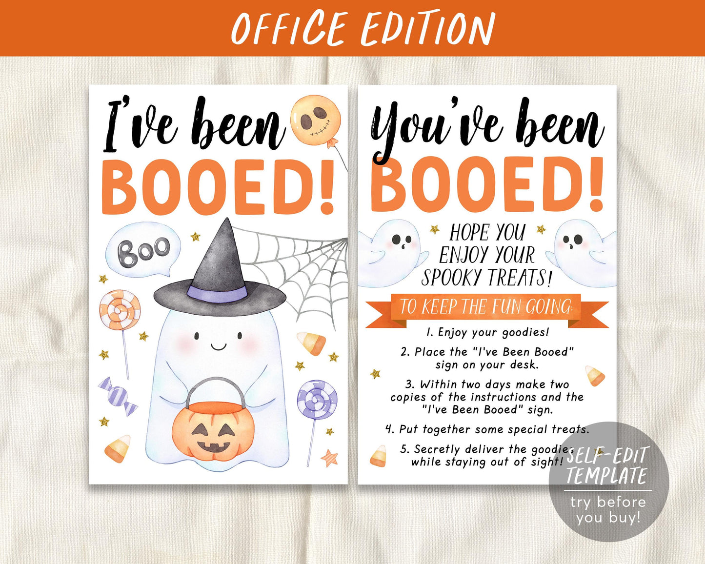 I've Been Booed Coworker Game Editable Template
