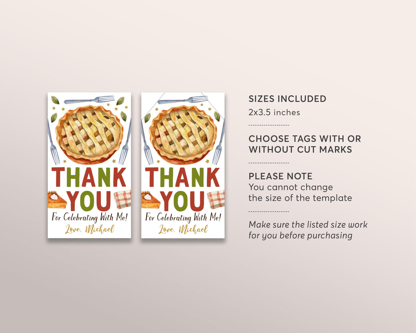 Cutie Pie Birthday Favor Tags Editable Template, Fall Pumpkin Pie Party Thank You Treat Bag, Apple Pie 1st Birthday Gift Tags Food Labels