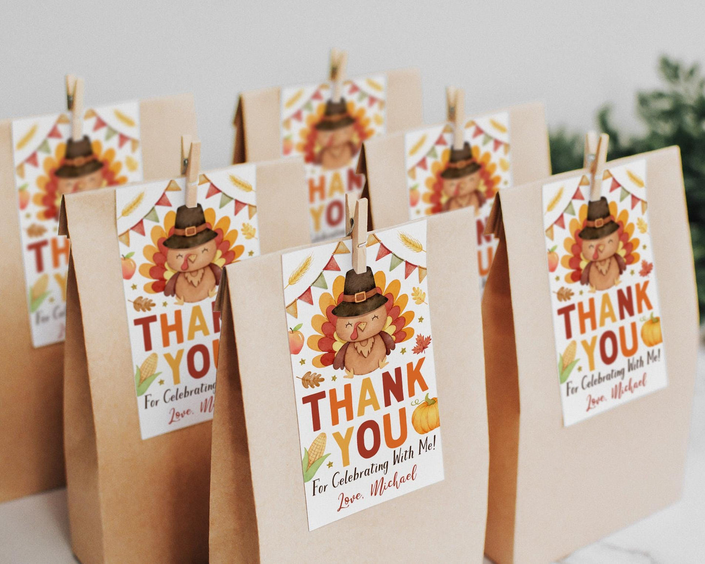 Little Turkey Birthday Favor Tags Editable Template, Thanksgiving Theme Party Thank You Treat Bag, Fall Autumn Gift Tags Printable Decor
