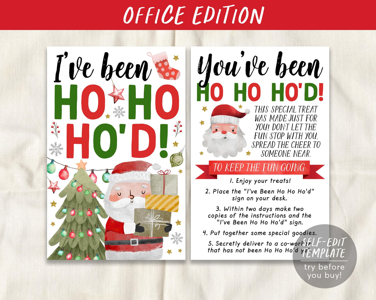 We've Been Ho Ho Ho'd Coworker Christmas Game Editable Template