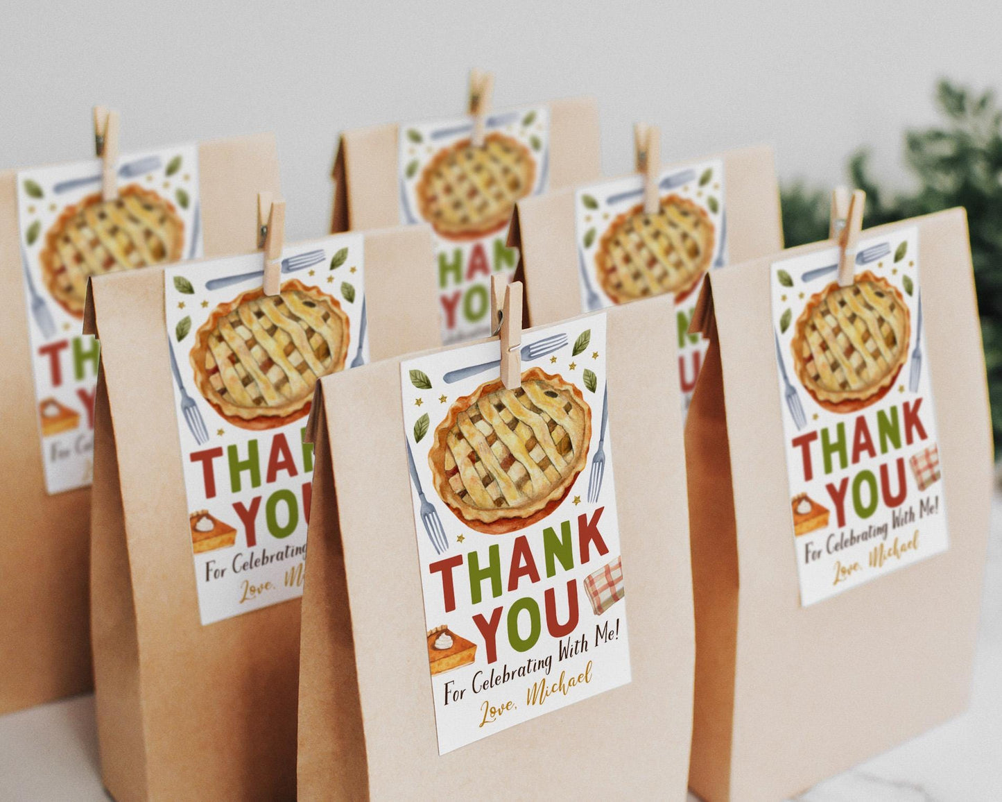 Cutie Pie Birthday Favor Tags Editable Template, Fall Pumpkin Pie Party Thank You Treat Bag, Apple Pie 1st Birthday Gift Tags Food Labels