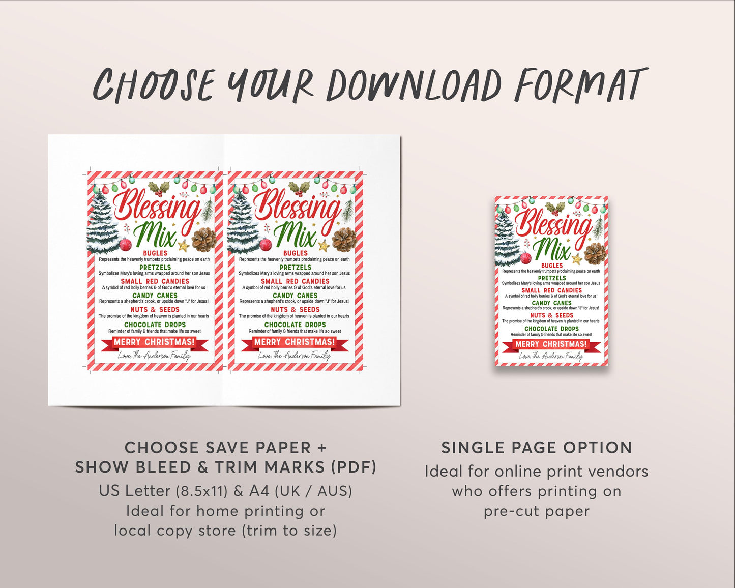 Blessings Mix Gift Tags Editable Template, Christmas Treat Favor Tag, Snack Mix Card, Holiday Teachers PTO PTA Employee Staff Appreciation