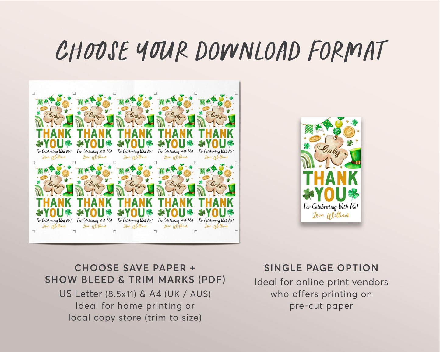 St Patricks Day Lucky Charm Birthday Party Favor Tags Editable Template, Shamrock Boy Birthday Thank You Treat Bag, Lucky One Gift Tags