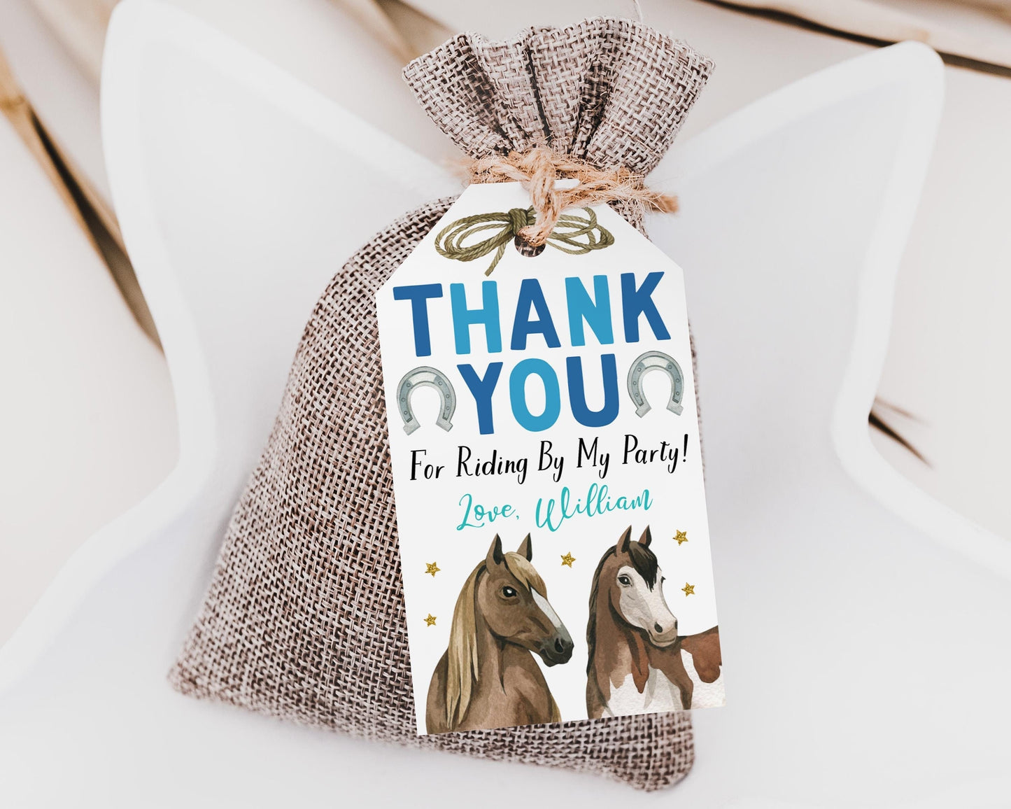 Horse Birthday Party Favor Tags Editable Template