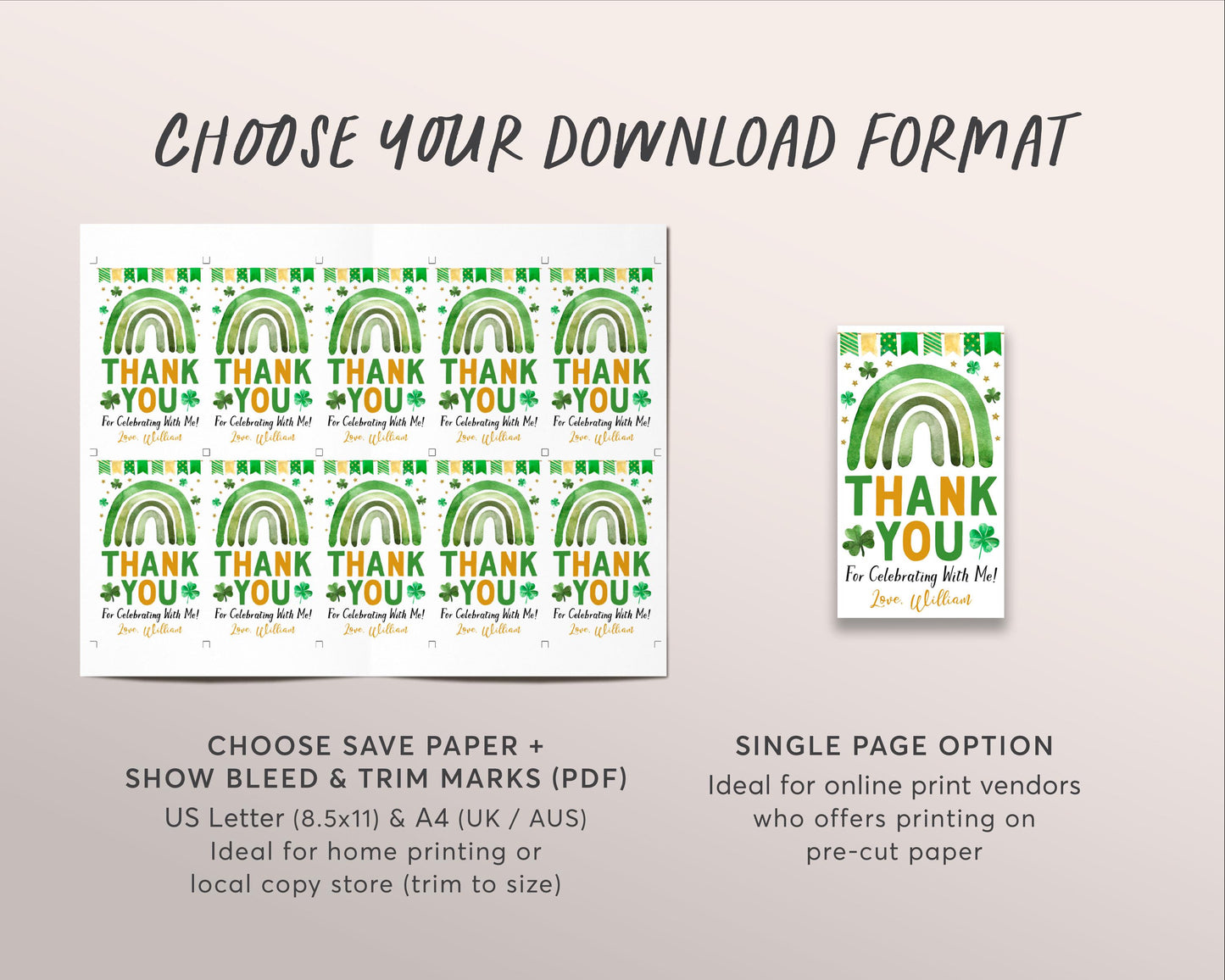St Patricks Day Rainbow Birthday Party Favor Tags Editable Template, Shamrock Boy Birthday Thank You Treat Bag, St Paddy's Day Gift Tags