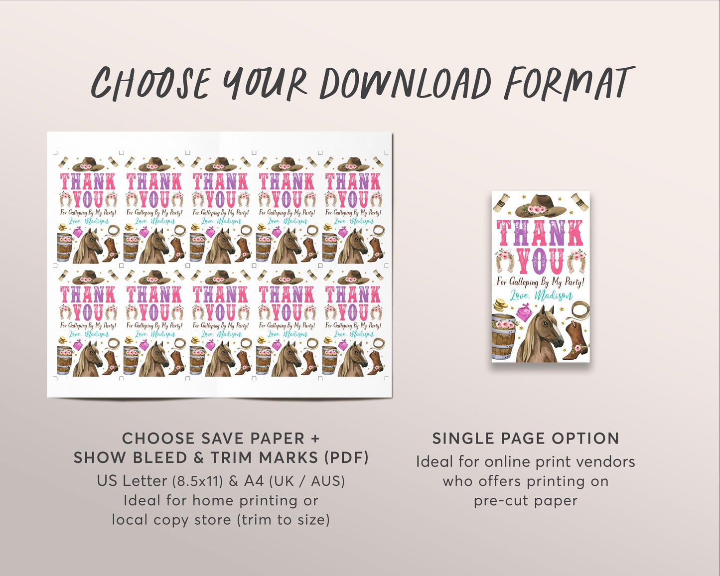 Rodeo Birthday Party Favor Tags Editable Template, Cowgirl Country Western Wild West Thank You Treat Bag, Horse Saddle Up Ranch Southwestern