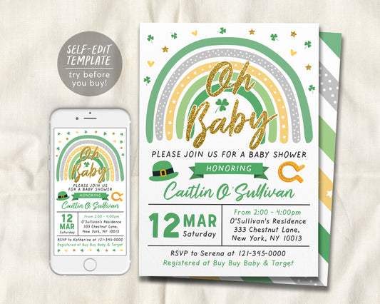 a st patrick's day baby shower with a phone