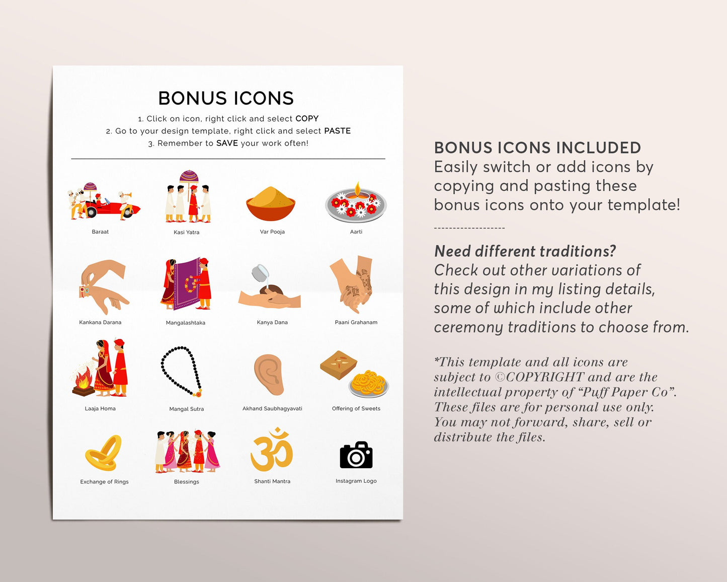 Telugu Ceremony Program Editable Template, South Indian Infographic Wedding Guide, Hindu Reception, Folded Modern Wedding Program Printable