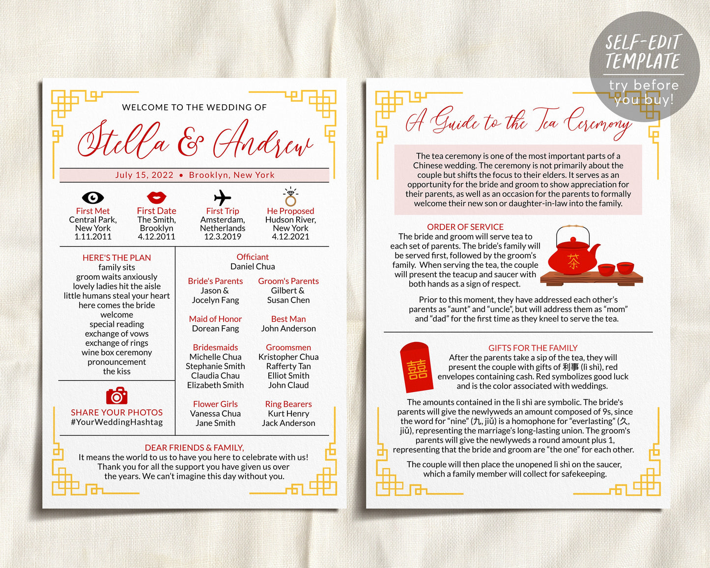 Chinese Wedding Program, Chinese Tea Ceremony, Asian Theme Wedding Reception, Guide to Tea Ceremony, Vietnamese Wedding, Chinese Invitation