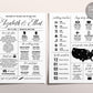 Elegant Calligraphy Wedding Program Template, Black and White Infographic, Wedding Day Timeline Printable, Ceremony Order of Events