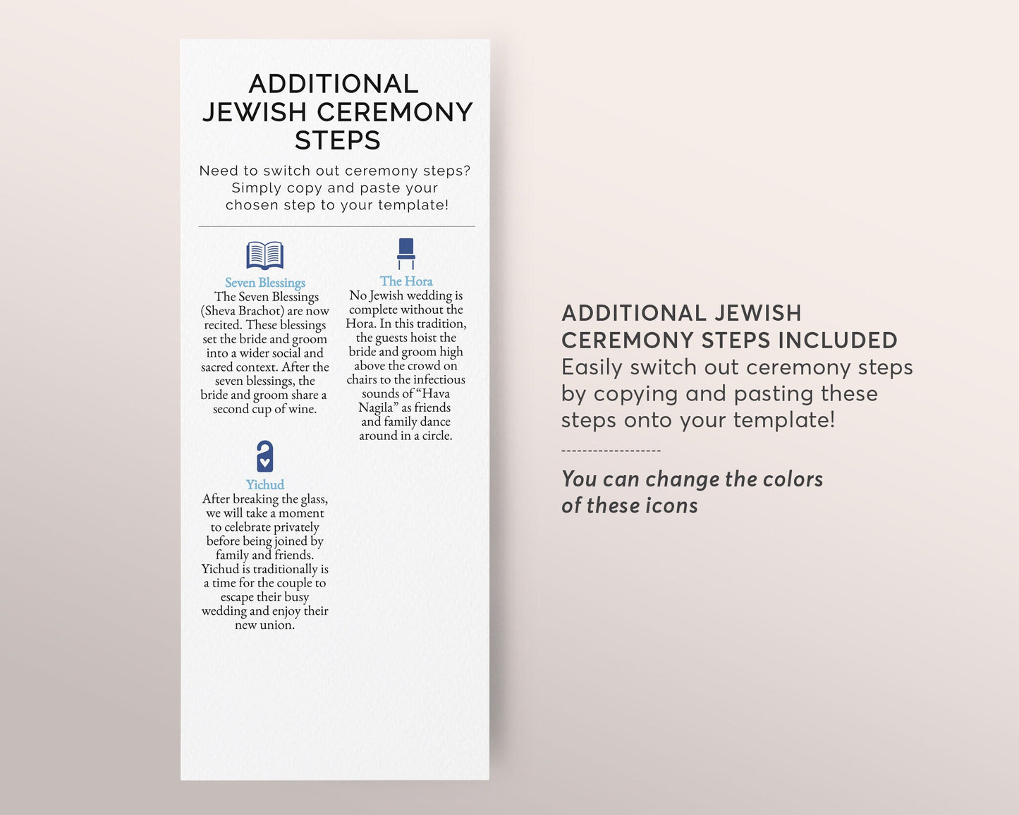 Jewish Wedding Program Template, Jewish Explanation, Judaica Icons, Minimal program, Long Wedding Program, Religious Wedding Program Guide