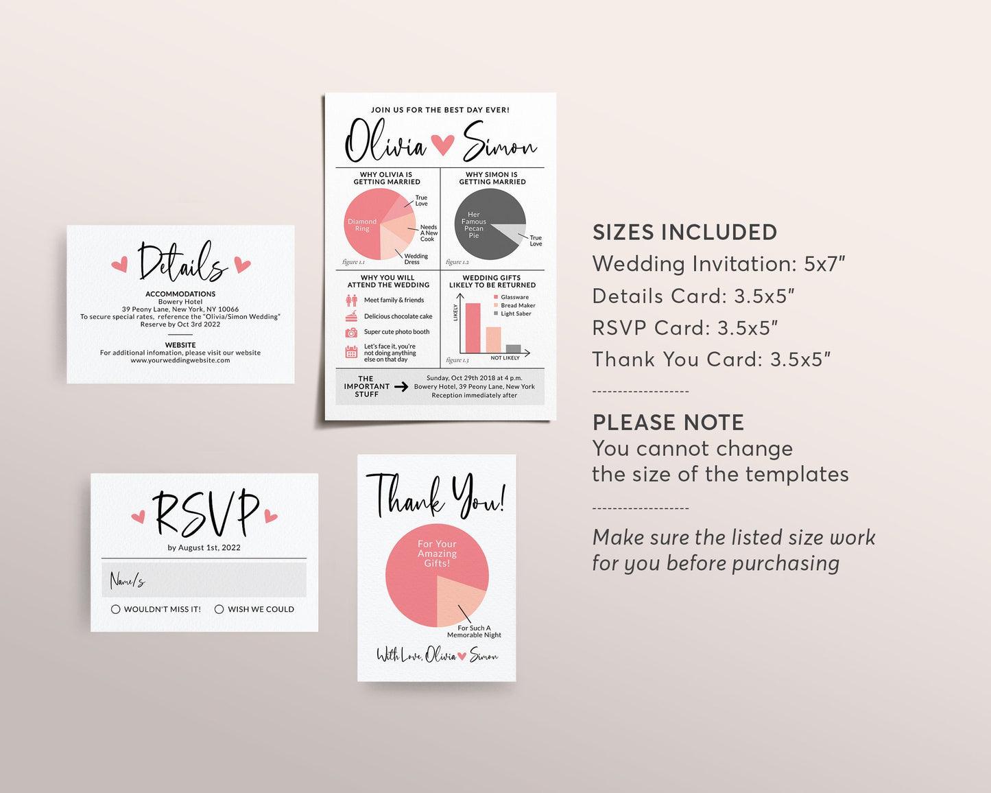 Funny Wedding Invitation Suite Template, Infographic Wedding Invite, Geek Wedding, Modern Unique Wedding Invitation, Nerdy Wedding