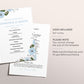 Dusty Blue Floral Wedding Program Template, Spring Garden Wedding, Editable Template, Boho Modern Wedding Reception Program