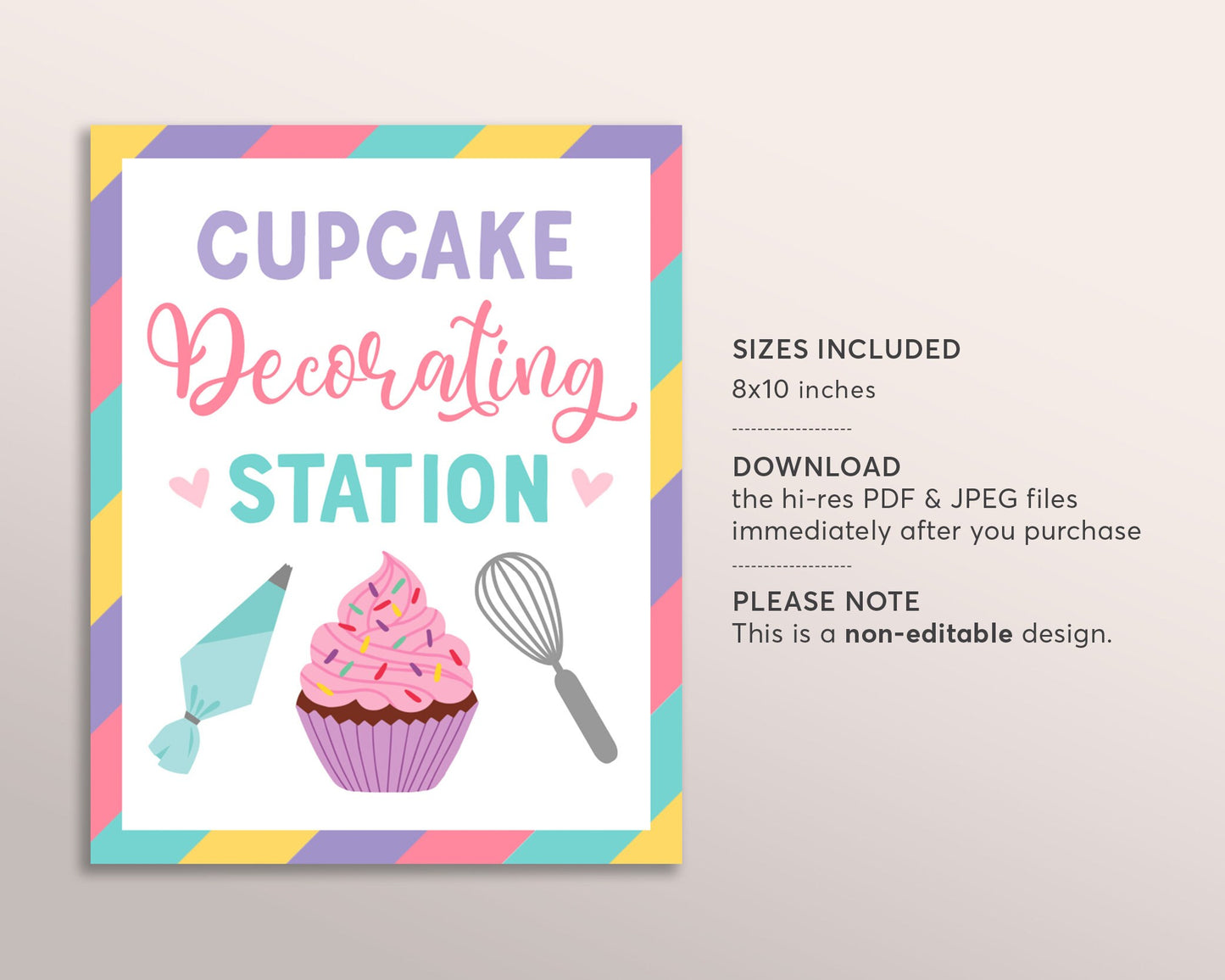 Cupcake Decorating Station Sign Printable, Girl Baking Party Birthday Chalkboard, Cooking Party Sign, Cooking Class Birthday Sign