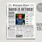 Editable Retirement Gift for Dentist Template, Retirement Gifts For Psychologist, Retirement Sign for Surgeon Lawyer, Newspaper Back in 1978