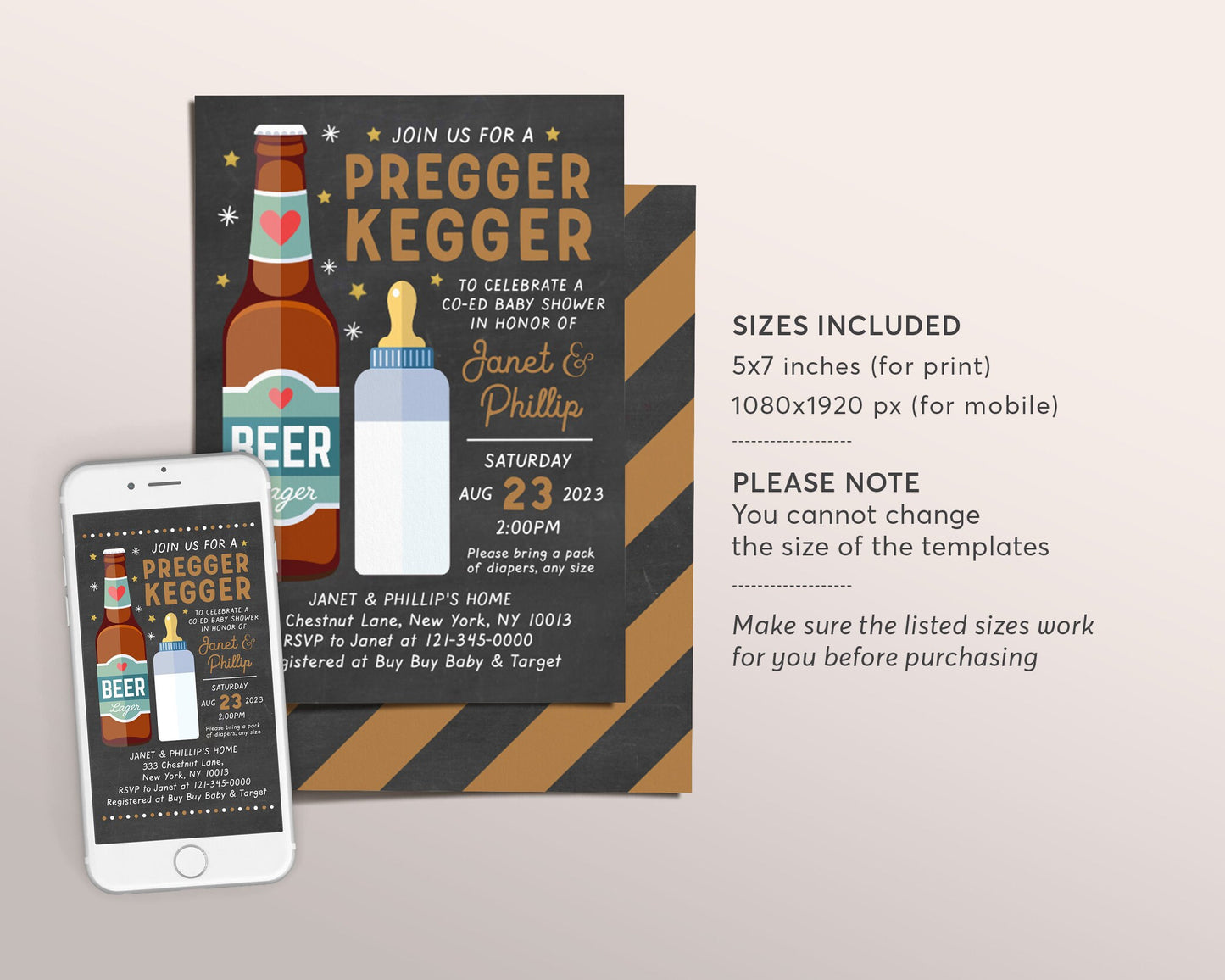 Editable Baby is Brewing Baby Shower Invitation Template, Pregger Kegger, Coed Baby Shower Invite, Beer Baby Bottle Evite Digital Invite