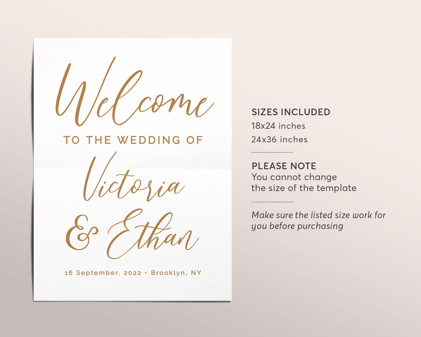 Elegant Wedding Welcome Sign Template, Welcome to Our Wedding Sign, Editable Welcome Reception Sign, Ceremony Sign, Wedding Decorations