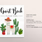 Llama Mama Fiesta Baby Shower Guest Book Sign Printable, Mexican Theme Guestbook, Alpaca Succulent Cactus Theme Sign-In Poster, Memory Book