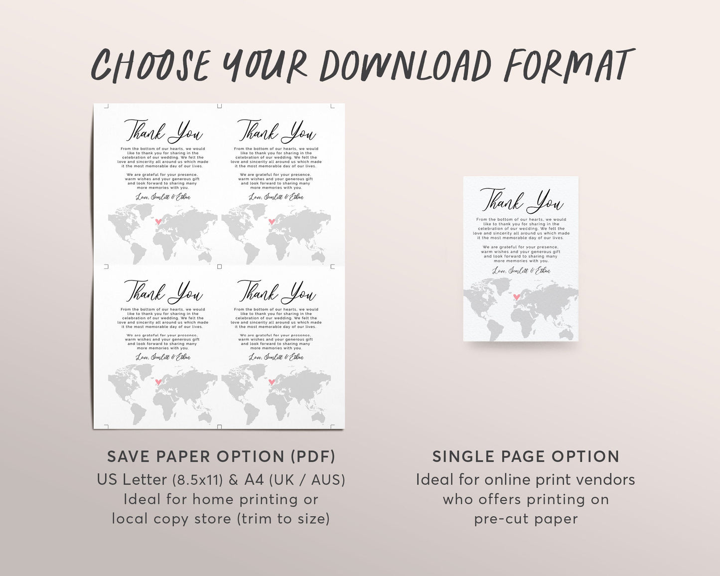 Editable World Map Wedding Invitation Suite Template, Destination Wedding Invitation Set Printable, Travel Theme, RSVP Card, Thank You Note