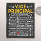 Editable Vice Principal Chalkboard Gift Print Template, Personalized Custom School Principal Appreciation Sign Poster Educator Christmas