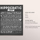Editable Hippocratic Oath Chalkboard Gift Print Template, Oath of Hippocrates Doctor Medical Student Graduation Art, Doctor Office Decor