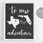 Editable Going Away State to State Gift Template, New Adventures Cross Country, College Long Distance Friends Family, Chalkboard Two States