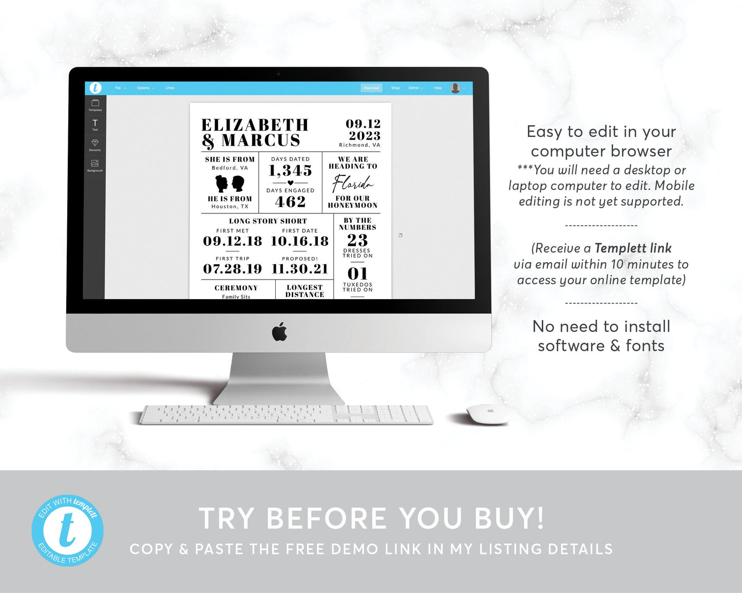 Modern Wedding Bifold Program Editable Template, Black and White Itinerary Timeline, Wedding Bingo Games Advice Card, Ceremony Order Events