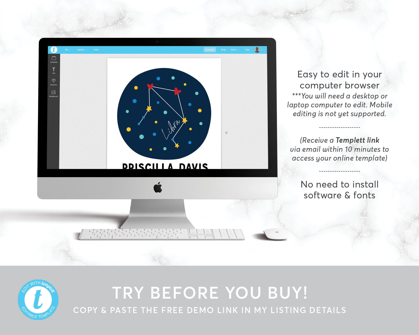 Libra Zodiac New Baby Gift Editable Template, Astrological Star Sign, Constellation Art Print, Astrology Nursery Wall Decor Printable
