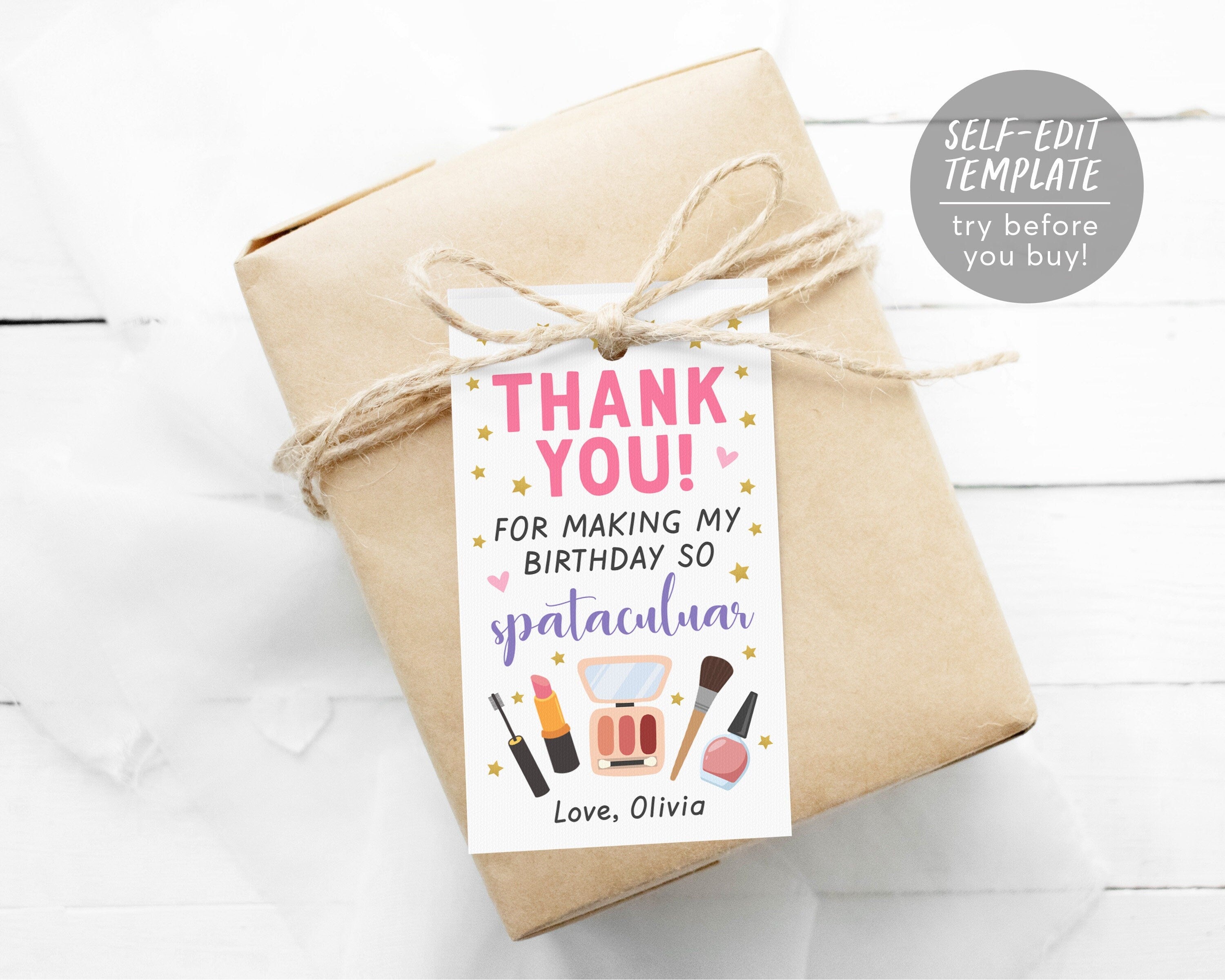 Spa Makeup Thank You Editable Template, Spa Favors – Puff Paper Co