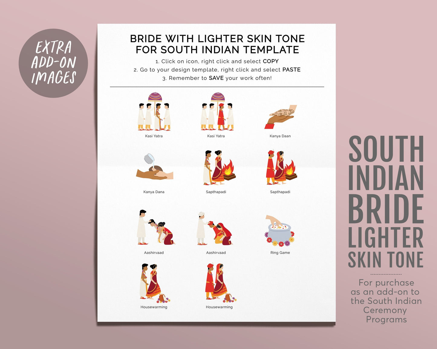 South Indian Bride With Lighter Skin Tone, Add-On Listing For South Indian Ceremony Program