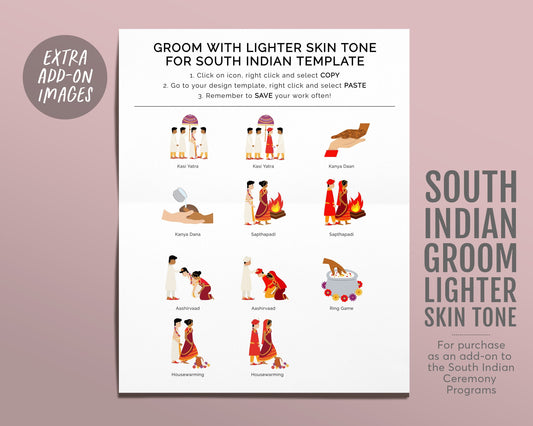 South Indian Groom With Lighter Skin Tone, Add-On Listing For South Indian Ceremony Program