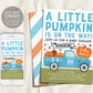 Fall Blue Pumpkin Pickup Truck Baby Shower Invitation Editable Template, Little Pumpkin Baby Shower Invite, Fall Boy Baby Shower Autumn