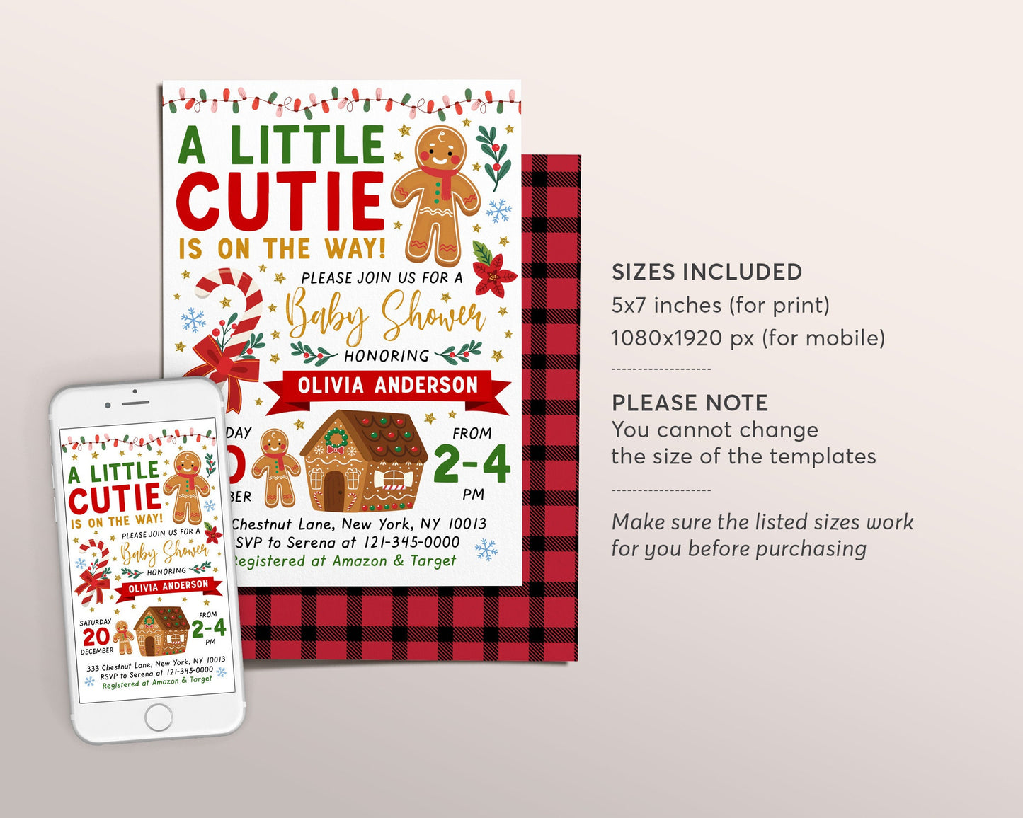 Gingerbread BOY Baby Shower Invitation Editable Template, A Baby Boy is on the Way Baby Sprinkle, Christmas Xmas Gingerbread House Invite