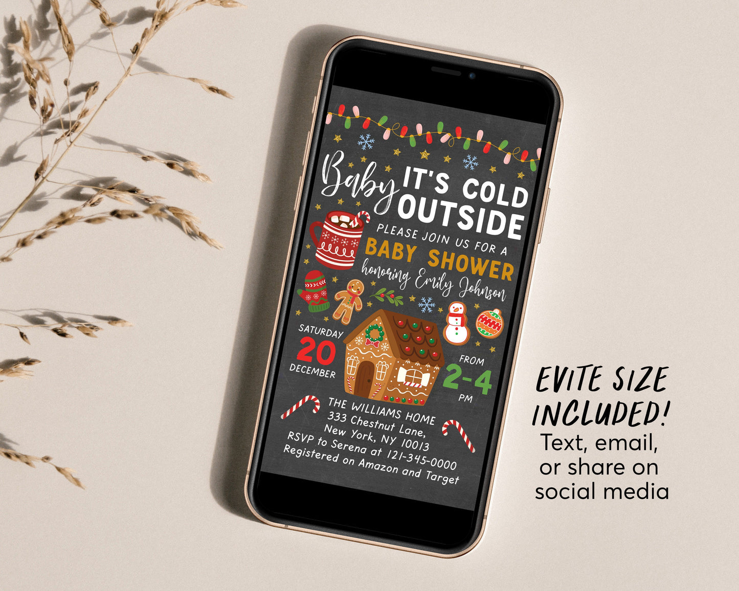 Baby Its Cold Outside Baby Shower Invitation Editable Template, Christmas Winter Baby Sprinkle Invite Printable, Xmas Holiday Baby Shower