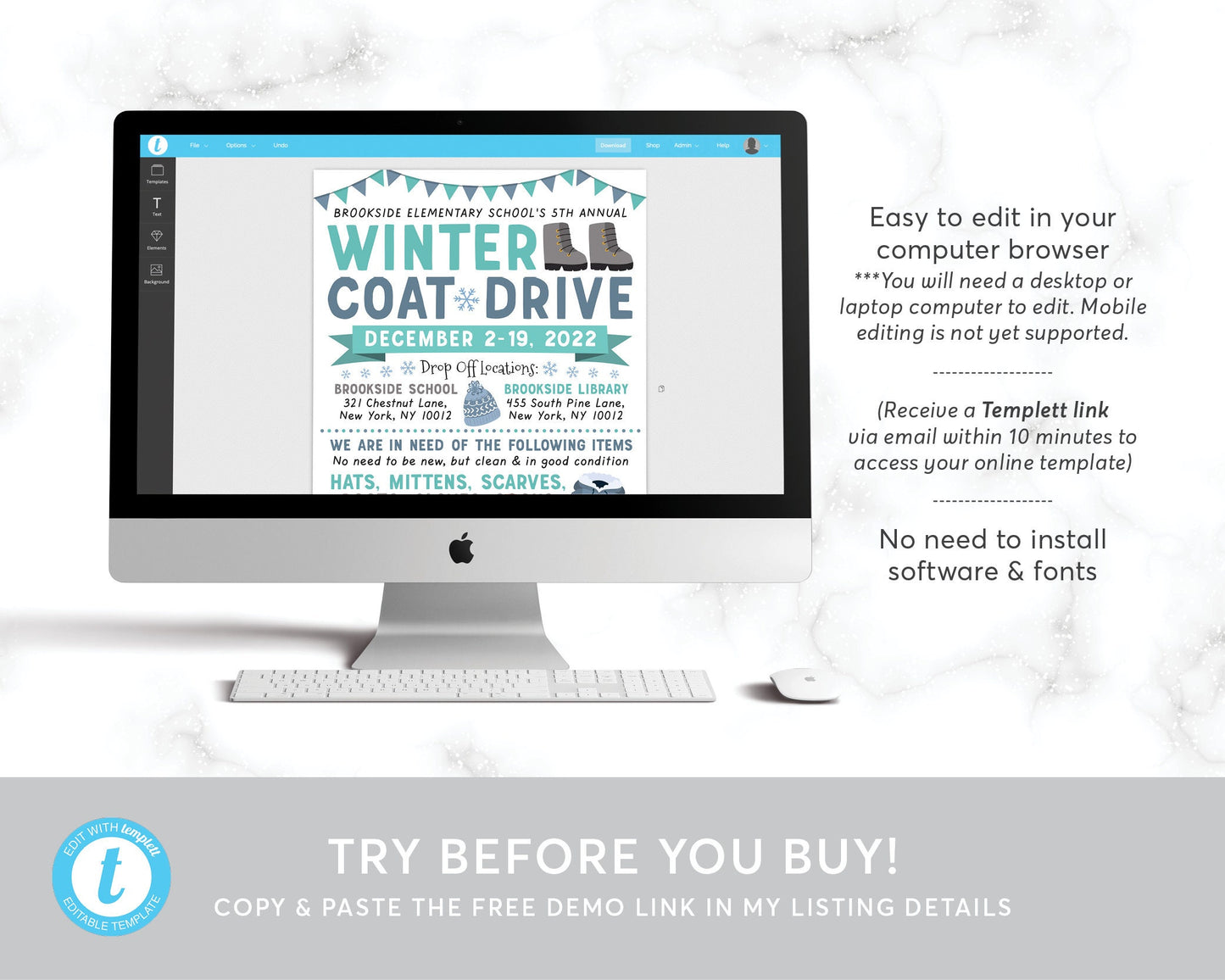 Winter Coat Drive Flyer Editable Template, Holiday Coat Drive Charity Church Fundraiser Printable PTA PTO, Christmas Coat And Warm Clothes