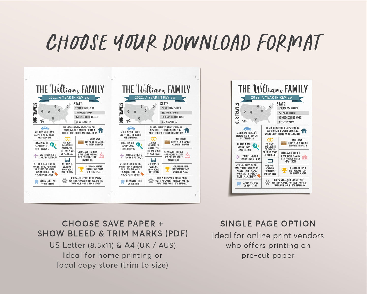 Year In Review Infographic Christmas Card  Editable Template, Modern New Year Card Photo Holiday Card, Year at a Glance Family Update