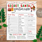 Secret Santa Questionnaire Editable Template, Holiday Christmas Gift Exchange Form Wish List Printable, Work Office Secret Santa Party Games