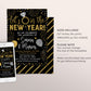 New Years Eve Wedding Save The Date Editable Template, Ring in the New Year Invitation, Black and Gold Couples Engagement Party Invite