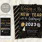 New Years Eve Party Invitation Editable Template, Adult Holiday Party Invite Printable, Electronic NYE Invite, Gold Glitter Black Cocktail