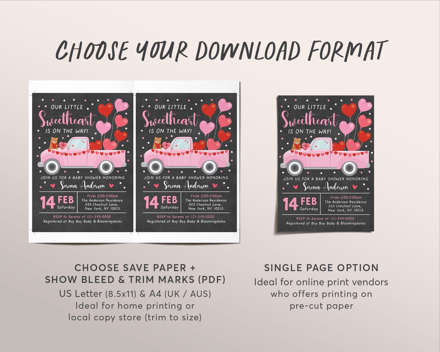 Valentine GIRL Baby Shower Invitation Editable Template, Little Sweetheart February Baby Sprinkle, Valentine's Day Love Hearts Evite