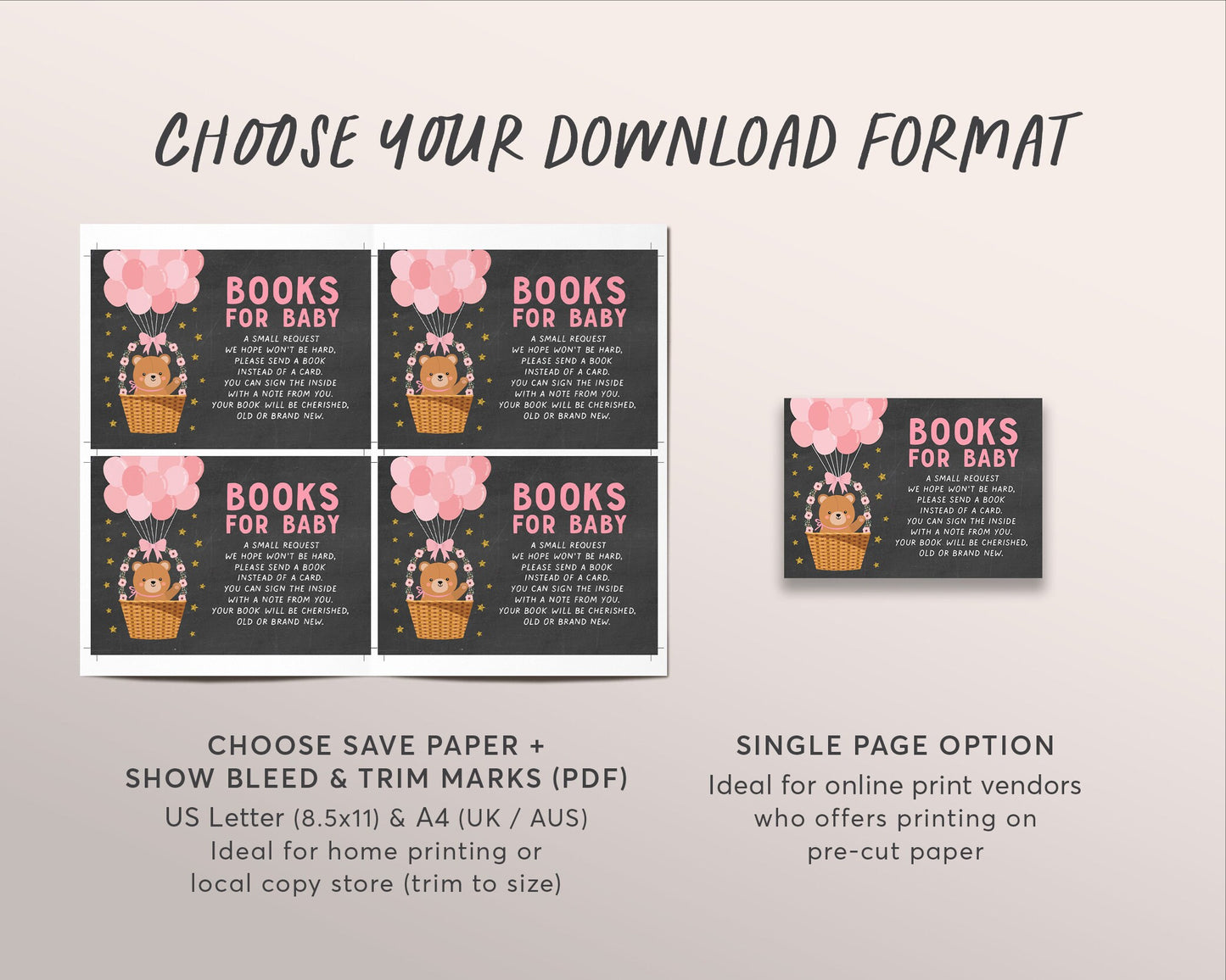 Teddy Bear GIRL BUNDLE Balloons Baby Shower Invitation Editable Template, Bear Hot Air Balloon Baby Sprinkle Invite Set, We Can Bearly Wait