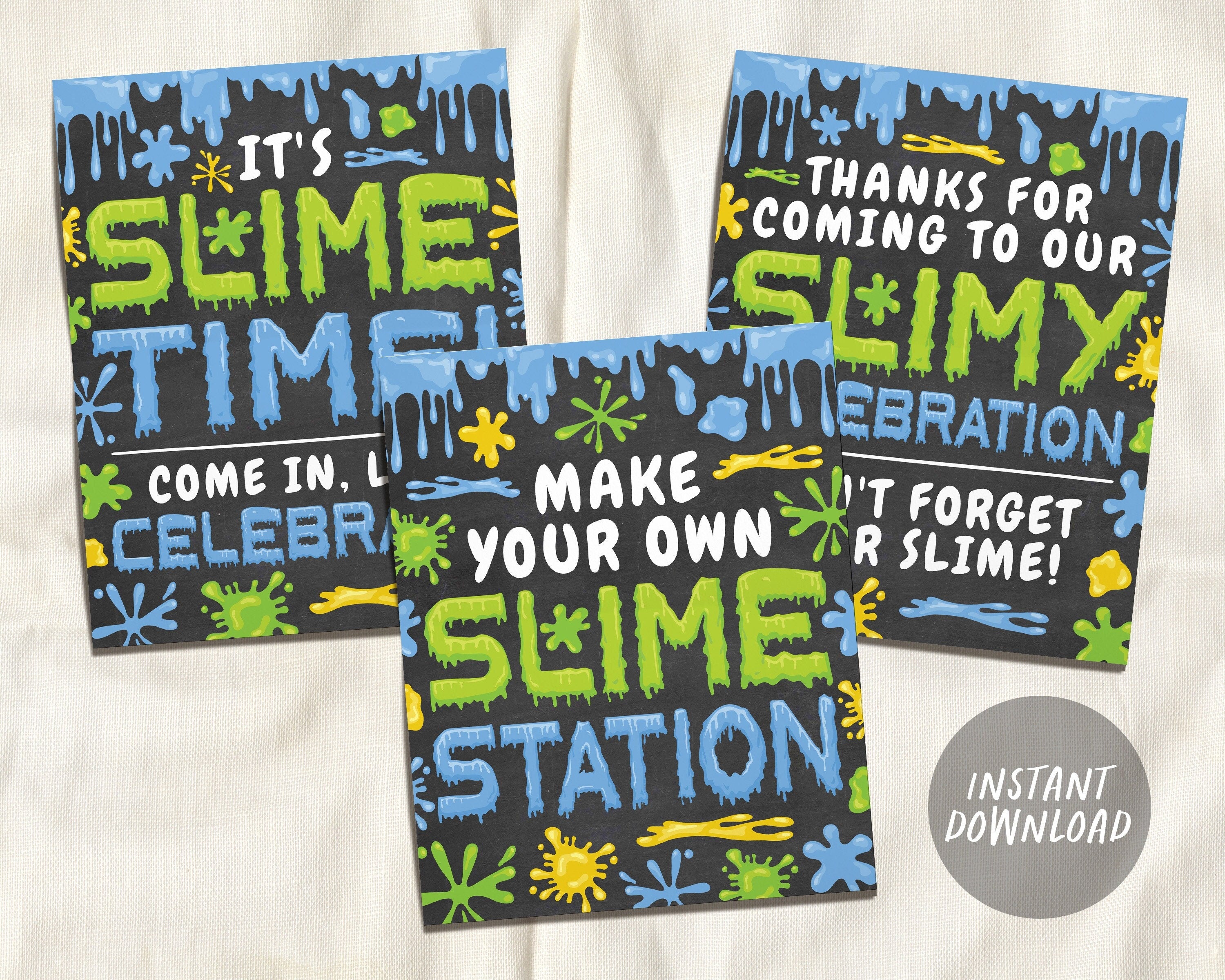 Slime Signs Printable, BOY Birthday Party Slime Decorations, It's Slim –  Puff Paper Co