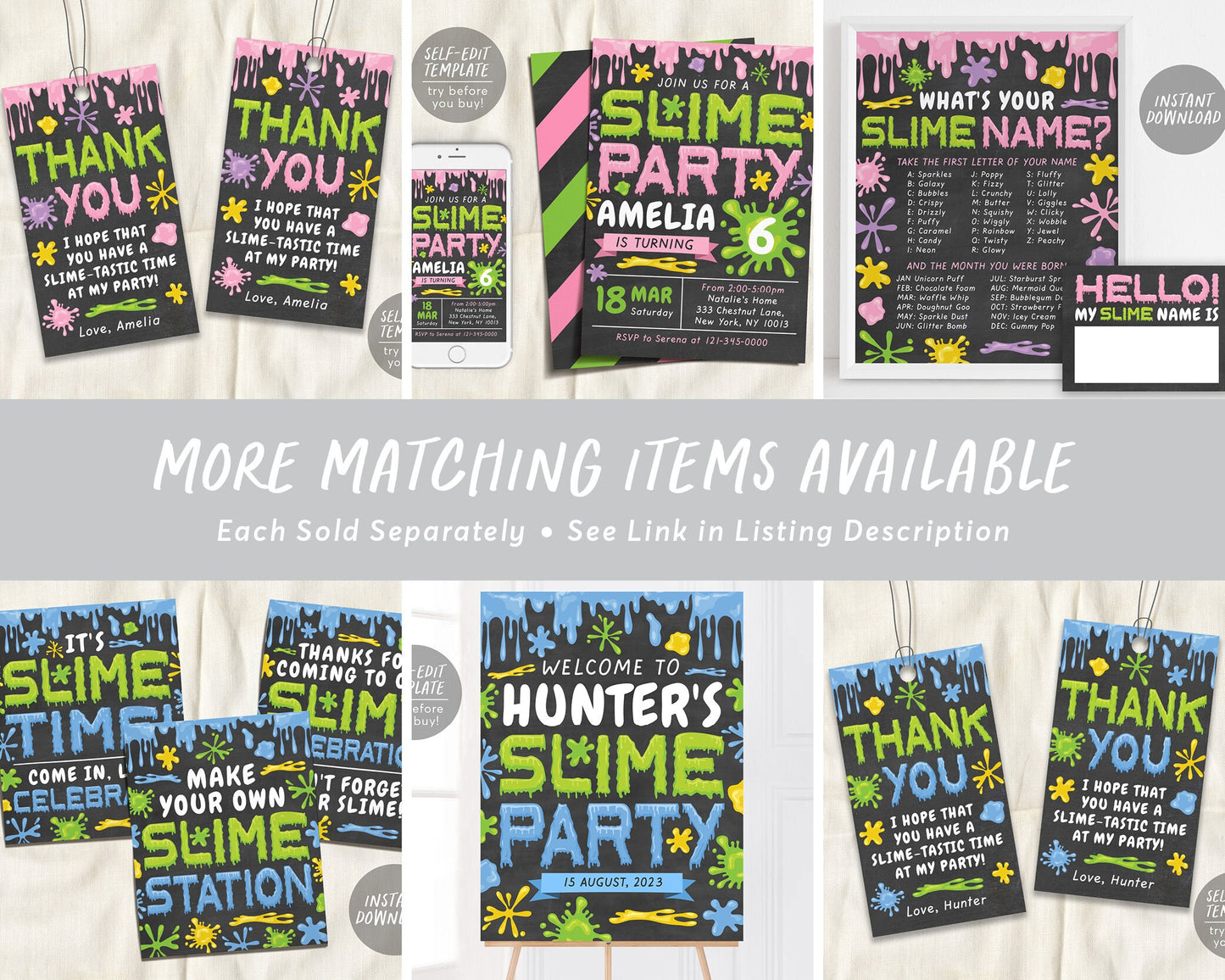 What's your Slime Name BOY Poster Printable, Slime Party Game Decor Ideas, Slime Game for Kids With Name Tags, Slime Station Sign