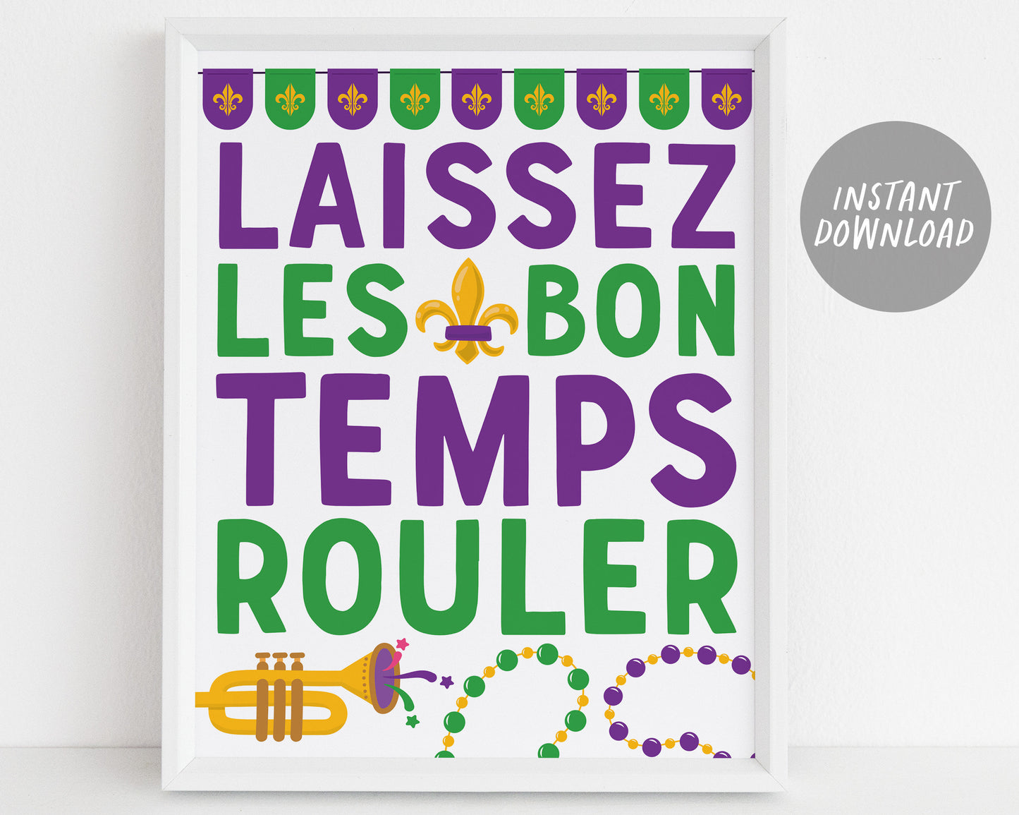Mardi Gras Signs Decor BUNDLE For Wedding Baby Shower Birthday, Laissez Les Bon Temps Rouler, Beads And Bling Parade Fat Tuesday Decorations