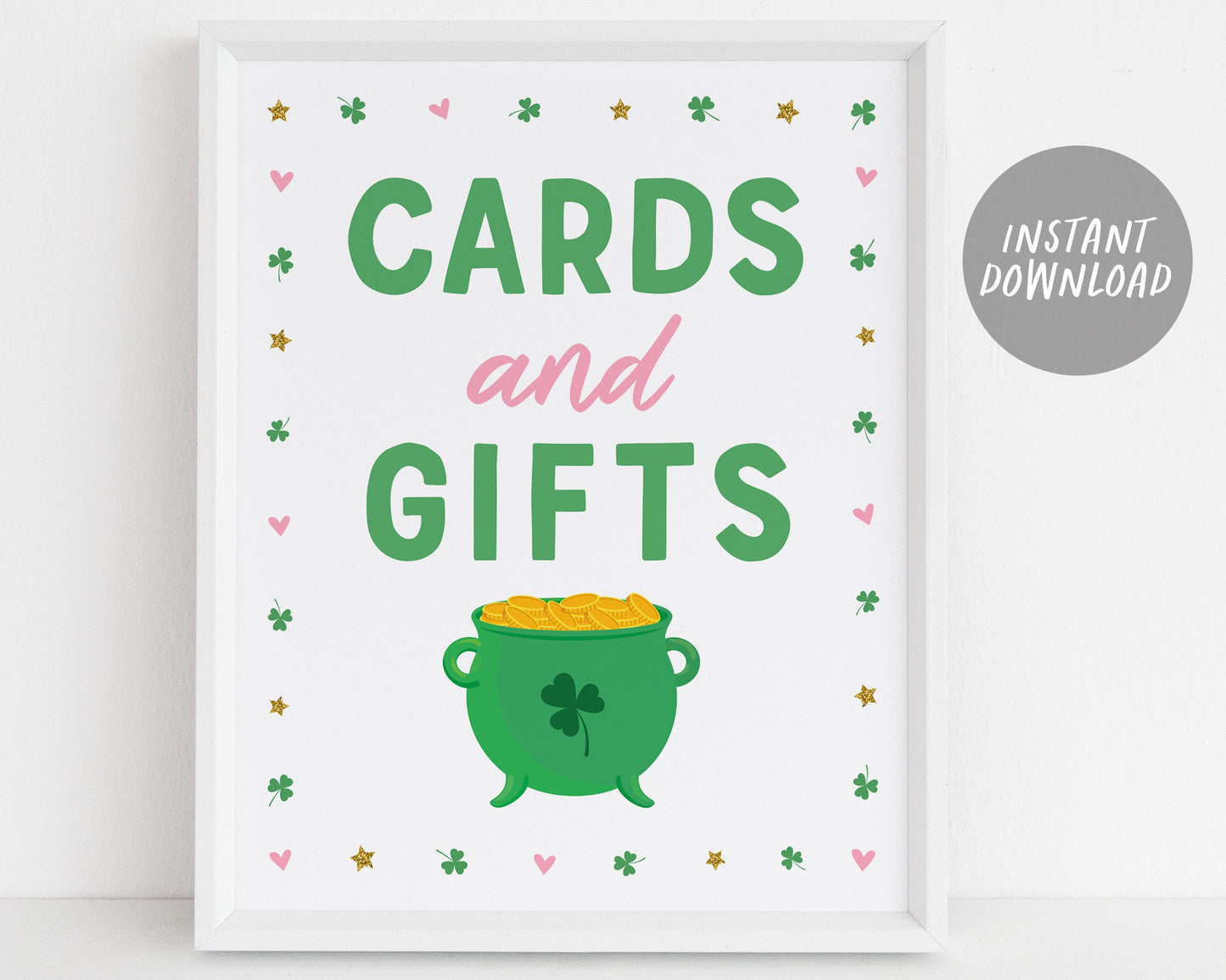 St. Patrick's Day Favors Table Sign Printable, Shamrock Birthday Party Baby Shower Decor, Cards and Gifts, Irish Shenanigans, Saint Patty's