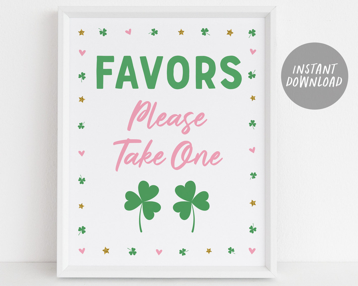 St. Patrick's Day Favors Table Sign Printable, Shamrock Birthday Party Baby Shower Decor, Cards and Gifts, Irish Shenanigans, Saint Patty's