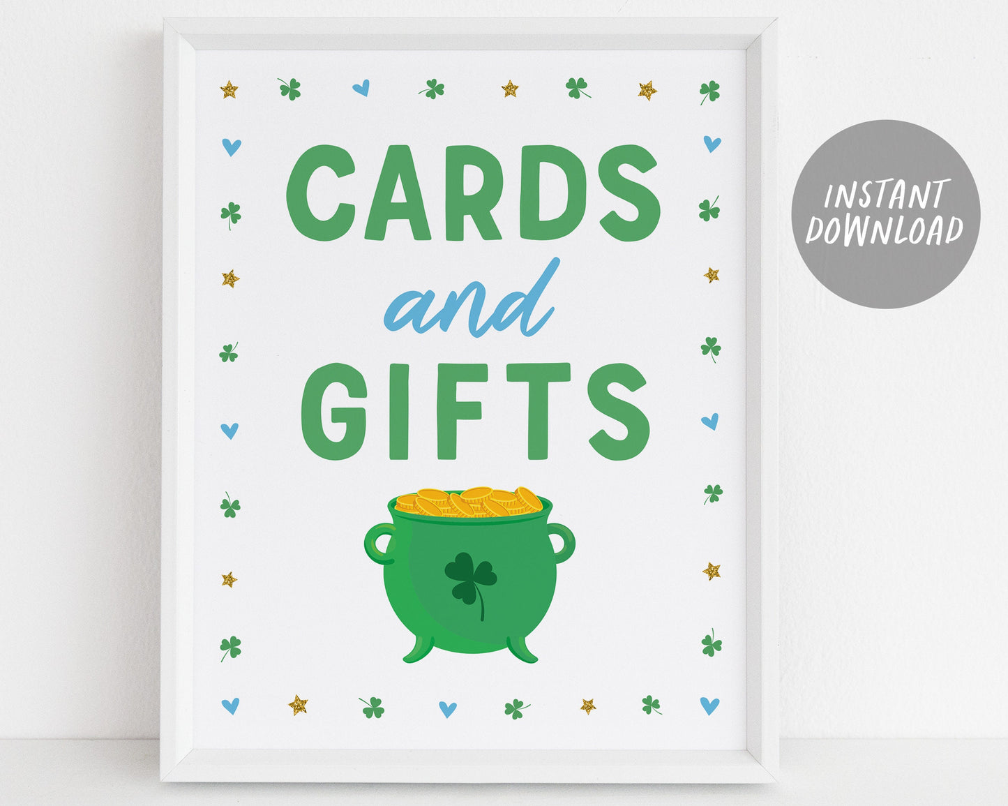 St. Patrick's Day Favors Table Sign Printable, Shamrock Birthday Party Baby Shower Decor, Cards and Gifts, Irish Shenanigans, Saint Patty's