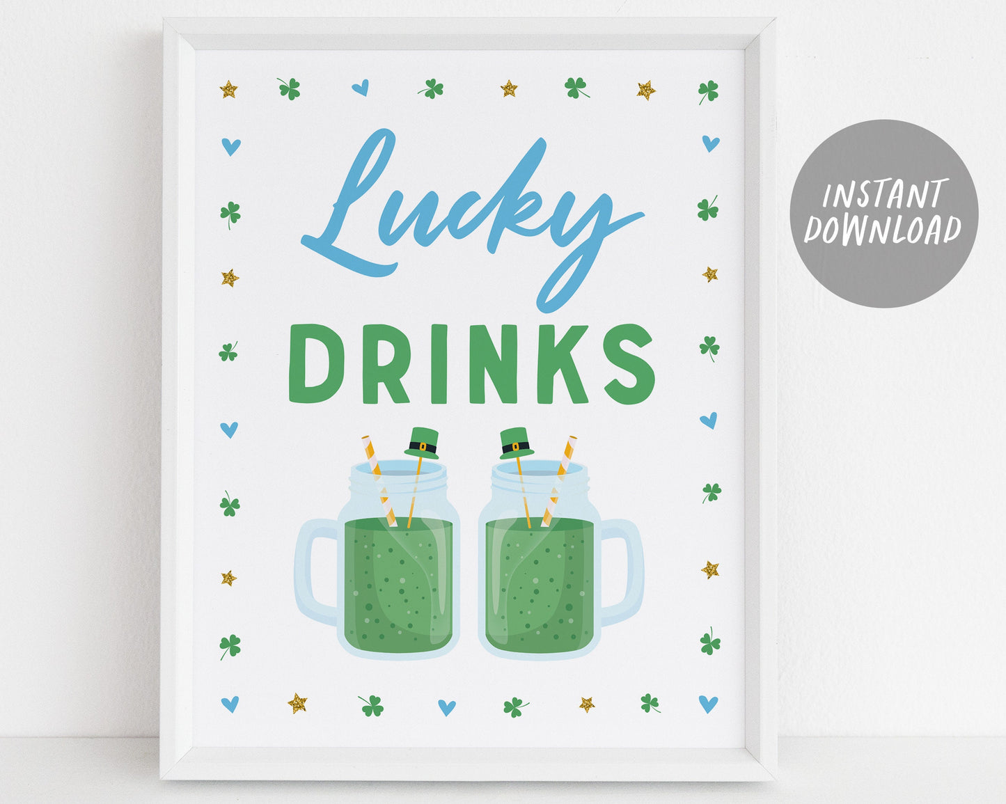 St. Patrick's Day Favors Table Sign Printable, Shamrock Birthday Party Baby Shower Decor, Cards and Gifts, Irish Shenanigans, Saint Patty's